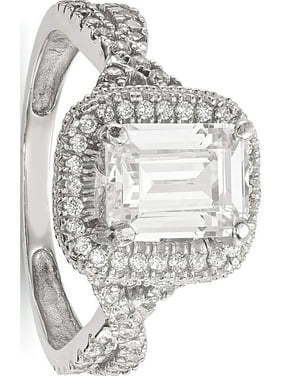 Mia Diamonds 10K Tiara Collection White Gold Polished CZ Pendant Mia Diamonds 10K Tiara Collection White Gold Polished CZ Pendant